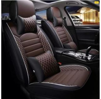 Honda Amaze 2018 PU leatherate luxury car seat cover with pillow and neckrest with bucket fitting